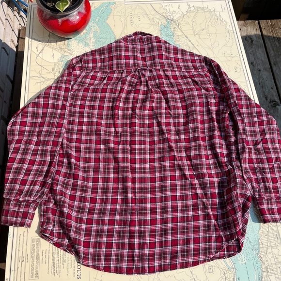 Vintage 90s Red Plaid Chaps Flannel Long Sleeve Shirt - Picture 4 of 4